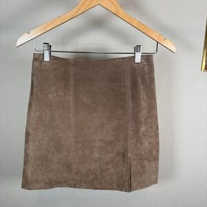 BLANKNYC Suede Mini Skirt Taupe Zip A Line Size 24